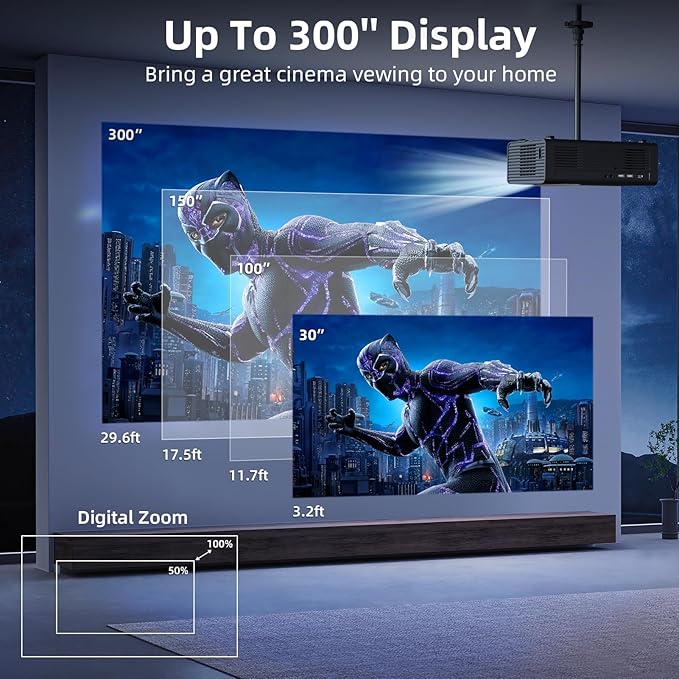 Netflix Licensed 4K Smart Projector, FUDONI Native 1080P Projector with WiFi 6 and Bluetooth, Built-in Apps, Auto Keystone & ELectric Focus, Compatible with Phone/Laptop/TV Stick, Indoor/Outdoor Use