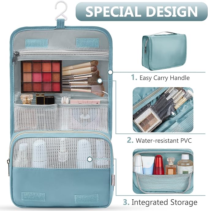 8 Set Packing Cubes for Travel, Gifts for Women Mom,Anti-Tearing Suitcase Organizer for Luggage with Shoe & Hanging Toiletry Bag,OlarHike Vacation Essentials & Accessories for Cruise Ship, Blue Gray