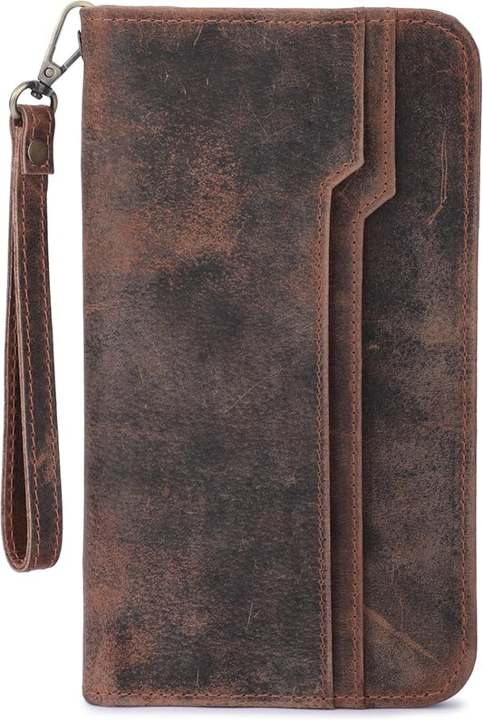 Travel Passport Holder with RFID Protection Leather Passport Wallet Case for Men & Women Secure Family Passport Cover with Wristlet Cruise Must-Have Accessories Document Organizer Case