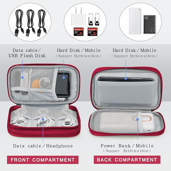 Skycase Electronic Organizer Travel Case - Waterproof Travel Cord Pouches for Organization, Cable Organizer, All-in-One Double Layers Storage Bag for Accessories, Charger, Cable