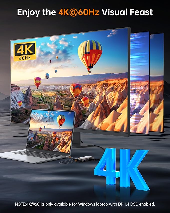 NOVOO USB C Hub Ethernet 4K@60 USB C HDMI Adapter Multiport Type C Adapter, 100W PD, 5Gbps USB-A/C Data Ports Docking Station Compatible for MacBook/iPhone/Dell/HP/Surface