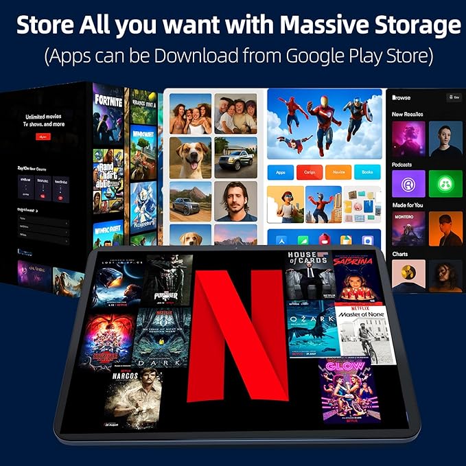 11 inch Tablet, Android 14 Tablet, Android Tablets with Case, Octa-core MTK8781, 20GB (8+12)+128GB, 2.4K HD Touchscreen, 8000mAh Large tableta with Wi-Fi 6, BT 5.2, GPS, Google Tablets for Adults