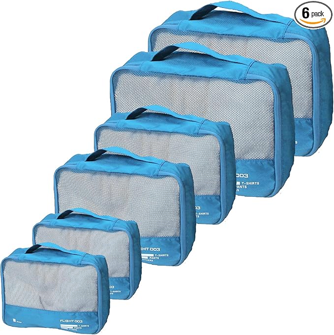 Packing Cubes Set Travel Luggage Organizers Suitcase Lightweight Accessories (Sky Blue)