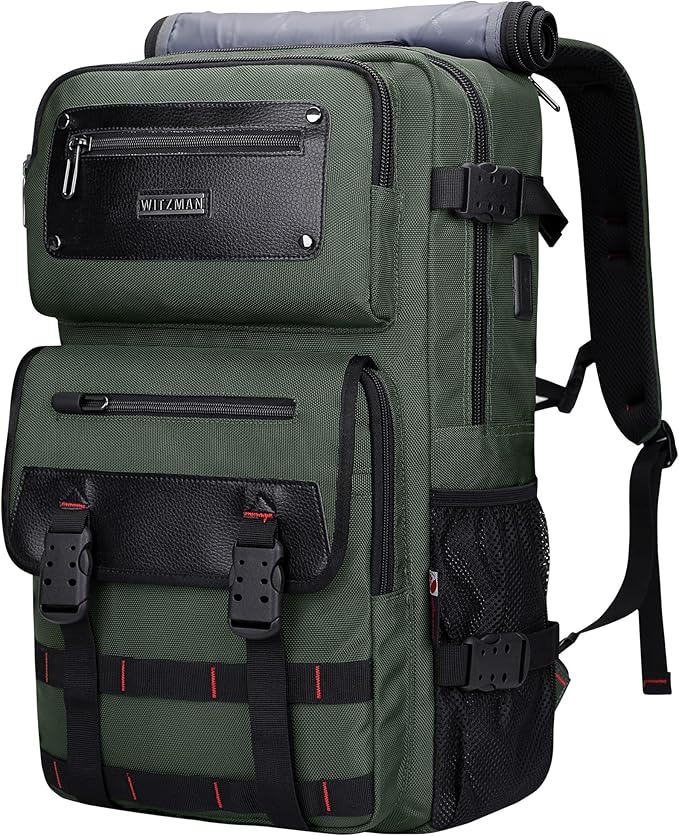 WITZMAN Carry On Travel Backpack for Men Duffle Bags Fit 17 Inch Laptop Airline Approved Laptop Backpack(B685 Army Green)