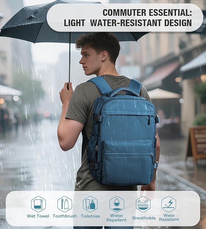 Vacuum Travel Backpack with Pump for Women,Airback Personal Item Carry on Backpacks Flight Approved for Men,Laptop Waterproof Work Compression bags Casual Daypack(Blue)