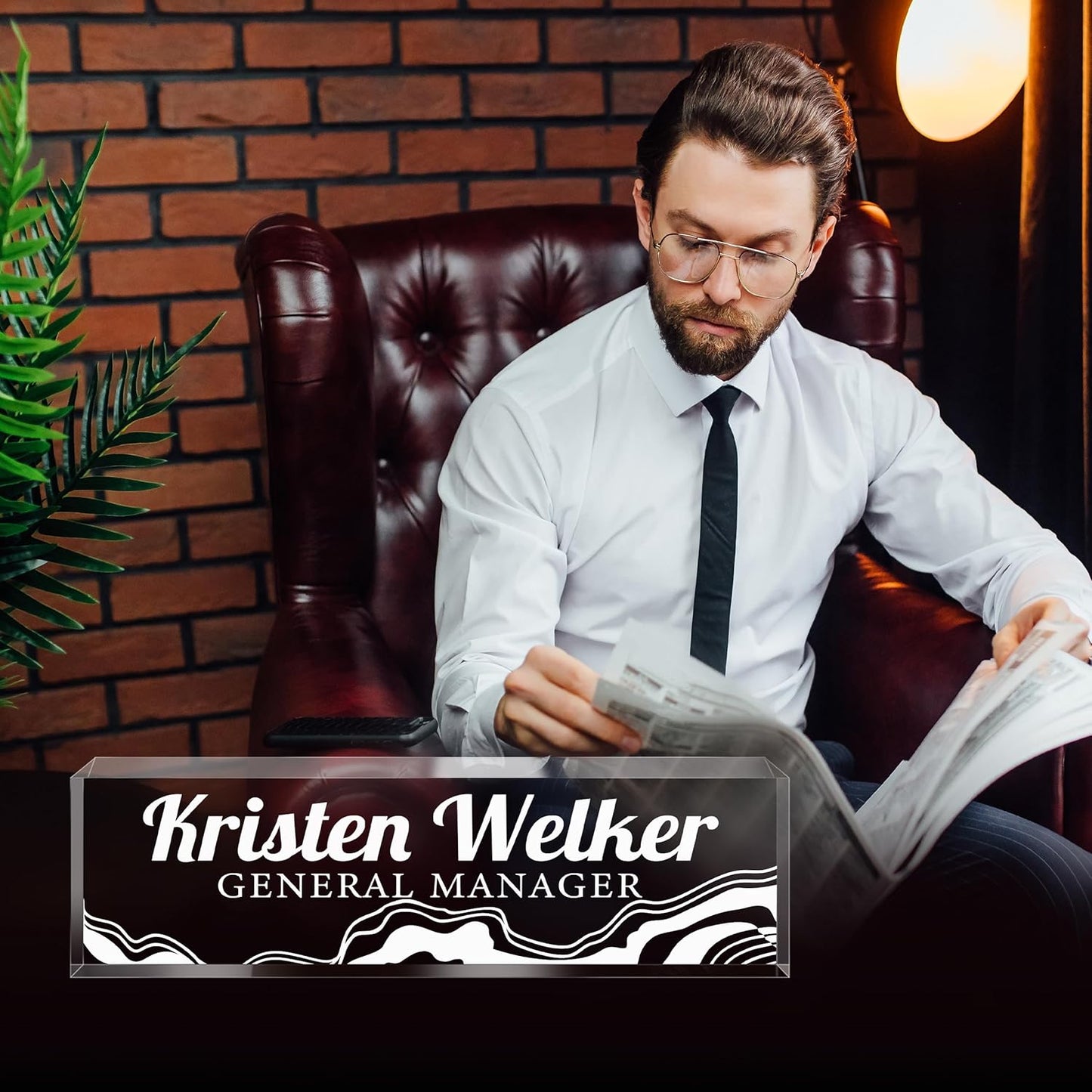 Personalized Name Plate for Desk - Custom Engraved Name Plates for Man - Boss Day Gifts for Boss - Acrylic Office Decor Appreciation Gifts for Teacher Nurse Coworker Social Worker (White Spray)