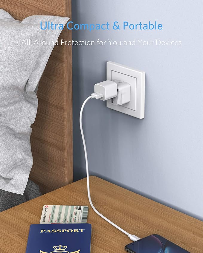 BESTEK Australia New Zealand Travel Plug Adapter, Grounded Universal Type I Plug Adapter AU to US Adapter, Compact for Australia, New Zealand and More