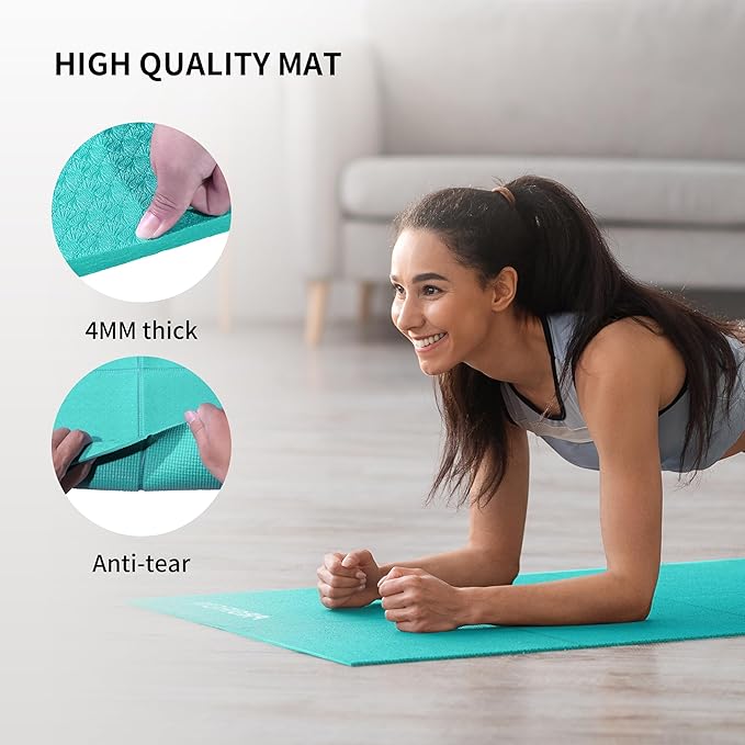 PROIRON Foldable Yoga Mat 0.24"/0.16" for Home Workout & Travel, Non Slip Travel Yoga Mats with Carry Bag, Packable Yoga Mat for Home Gym, Pilates, Fitness,Stretching