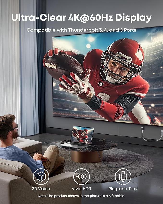 Anker Nano USB C to HDMI Cable Adapter with 140W PD Fast Charging Port, 4K@60Hz,Sustainable with Advanced Shielding, Thunderbolt 5/4/3 Compatible, for MacBook, iPhone, HD TV (6FT,Black)