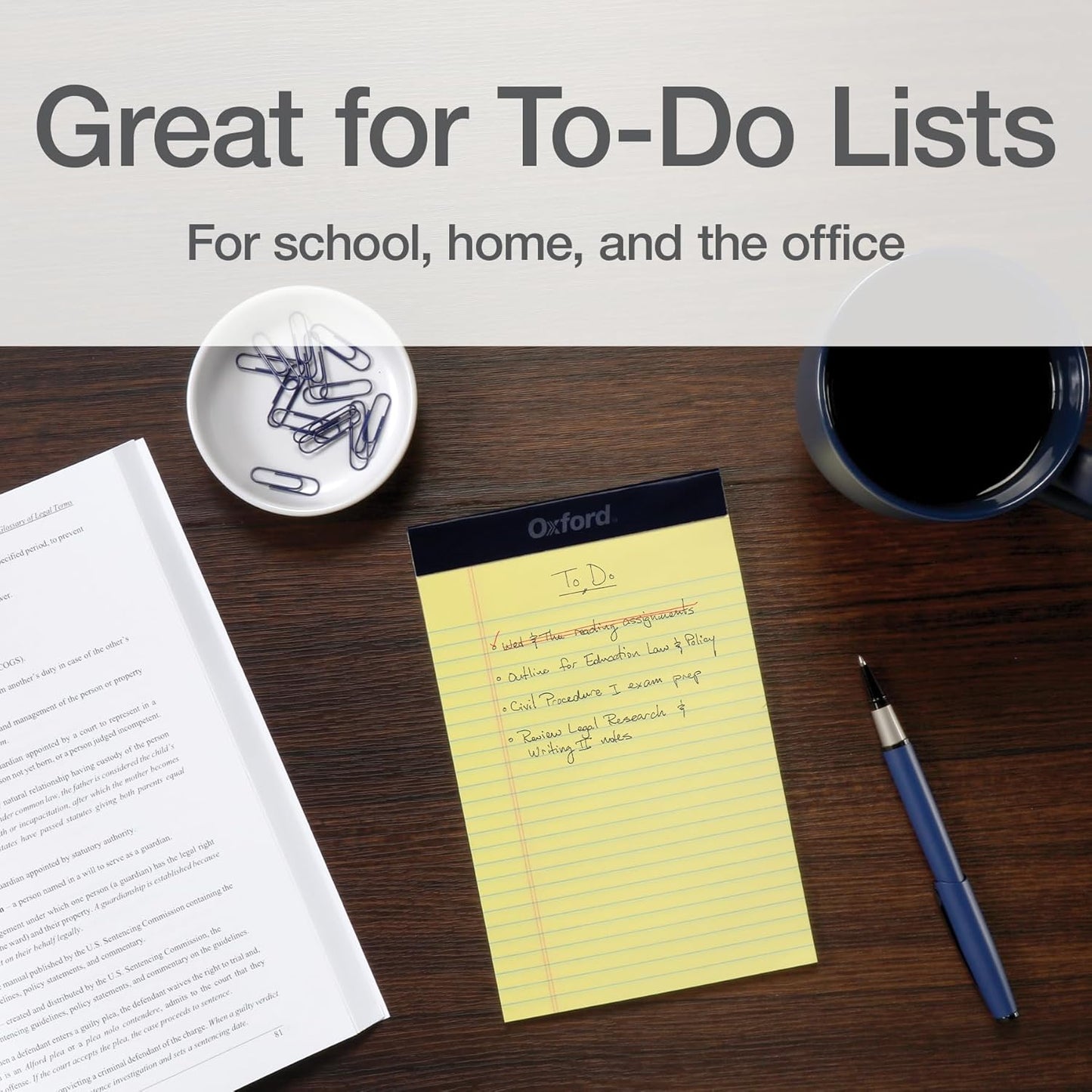 Oxford 5 x 8 Legal Pads, 12 Pack, Narrow Ruled, Yellow Paper, 50 Sheets Per Writing Pad, Made in the USA (74017)