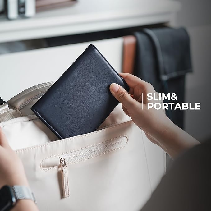 VULKIT Passport Holder with Airtag Slot, Premium Nappa Leather, RFID Blocking Airtag Passport Wallet