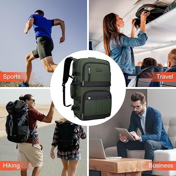 WITZMAN Carry on Travel Backpack for Men Women Laptop Backpack with USB Charging Port Airline Approved(B683 Army Green)
