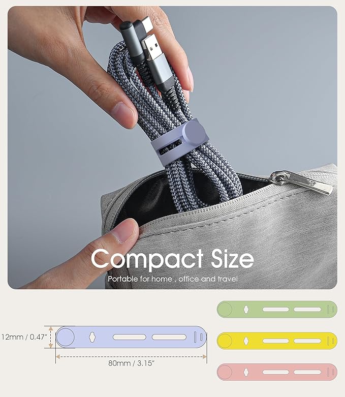 40Pcs Nearockle Reusable Cable Ties, Adjustable Silicone Cord Organizer Small Zip Ties for Charging Cords Earphone Computer Wire, Office Desk Cable Management Travel Accessories(4 Colors)