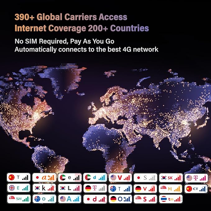 GlocalMe G4 Pro 4G LTE Mobile Hotspot with Global 1GB Data, Portable WiFi Hotspot for Travel in 200+ Countries, 5" Touch Screen Hotspot Device, No SIM Card Needed, 10 Connected Devices(G4 Pro Black)