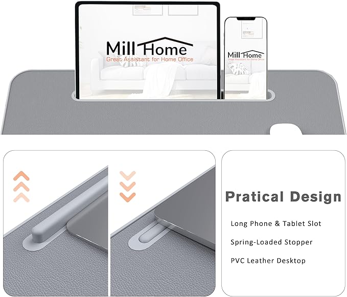 MillHome Blue Lap Desk with Cushion, Fits up to 17 inch Laptop, Tablet Slot and Stopper