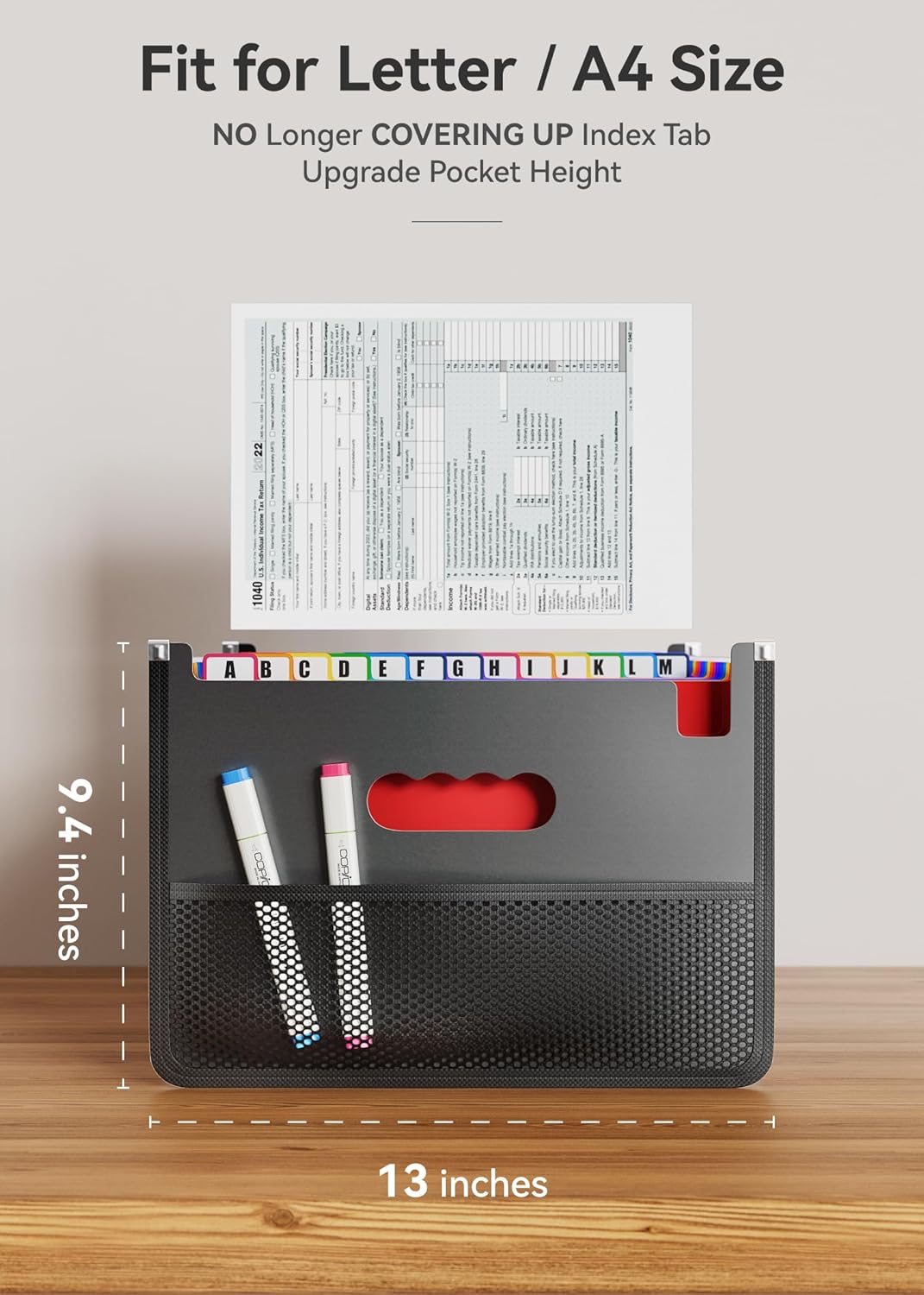 ABC life 26 Pockets Accordion File Organizer,Expanding Filing Box with Mesh Bag,Expandable A4/Letter Size Folder, Accordian Document Organizer,Portable Bill/Receipt Folders with A-Z Alphabetical Tabs