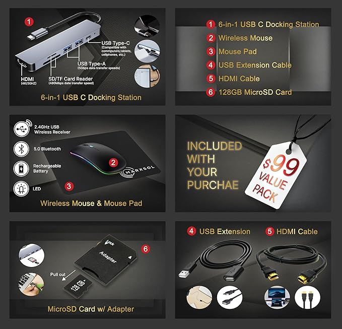 HP Chromebook 2025 Premium 14" HD Laptop Computer Light Slim Business, 4-Core Intel Processor, 4GB RAM, 192GB Storage (64GB eMMC+128GB Card), WiFi, Webcam, Long Battery, Chrome OS +MarxsolAccessory