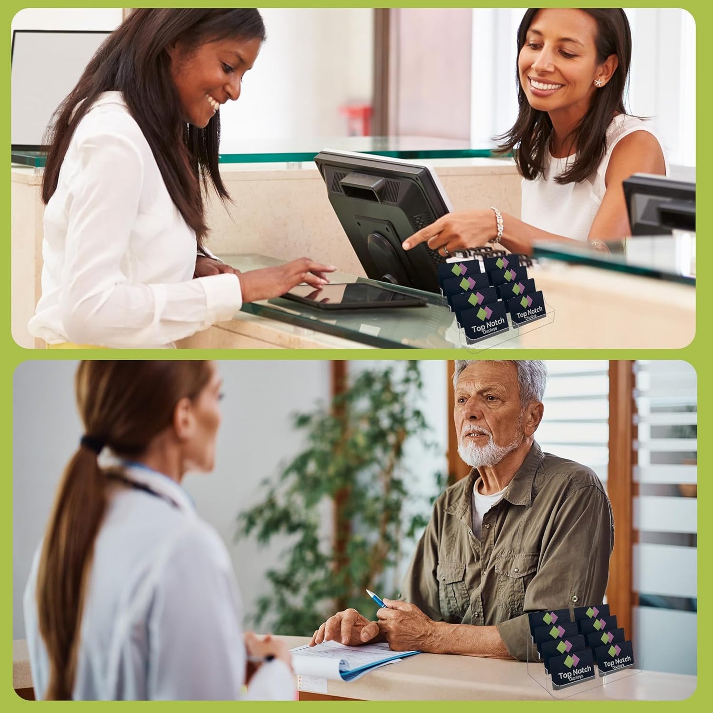 8 Pocket Clear Acrylic Business/Gift Card Holder, Fits standard-sized business cards or gift cards, For Use In Office, Retail, and Hospitality - Pack of 4