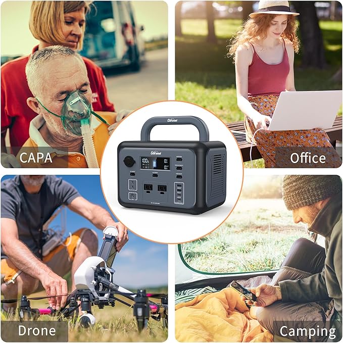 P500 Portable Power Station, 518Wh LiFePO4 Battery with 110V/500W Pure Sine Wave AC Outlets, PD 100W Output/Input, Solar Generator for Camping RV CPAP Home Emergency