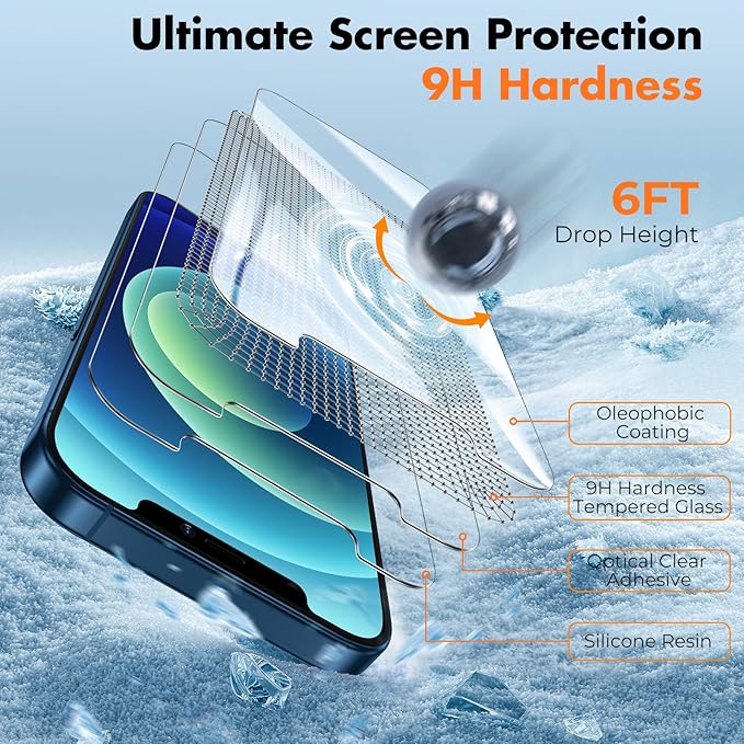 UNBREAKcable 3-Pack Screen Protector for iPhone 12 / iPhone 12 Pro, Double Shatterproof Tempered Glass [Easy Installation] [9H Hardness] [99.99% HD Clear] [Case Friendly] for iPhone 6.1 inch