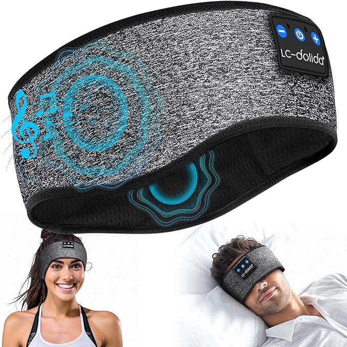 LC-dolida Sleep Headphones Bluetooth Headband, Wireless Headband with HD Speakers, Headphones Wireless for Side Sleepers, Sport, Yoga, Travel, Gifts for Mom, Men, Women, Teens, Kids