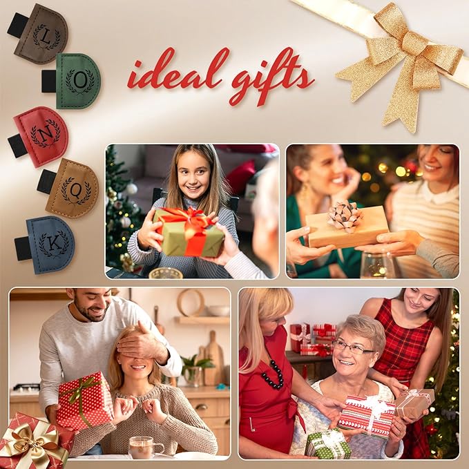 Personalized Bygone Mark Bookmark with Pen Holder,Engraving Leather Magnetic Bookmarks Vintage 26 Letters Name Initials Text Book Marker Clips Gifts for Reading Book Lovers Women (Coffee, C)