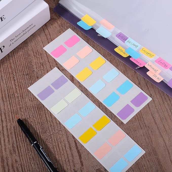 240 Pcs 1Inch Sticky Index Tabs, Colored Book Sticky Tabs for Notebooks, Repositionable Page Tabs for Notebooks File Classification