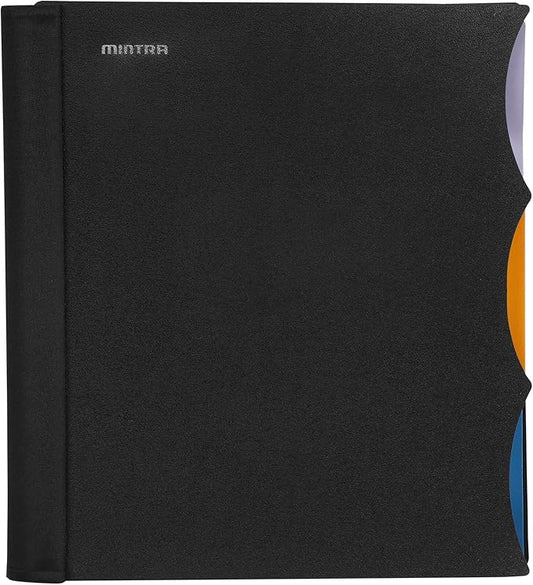 Mintra Office Durable PREMIUM Spiral Notebook, ((Black, 3 Subject, 8.5in x 11in)), Fabric Covered Coils, No Snags, Removable Adjustable Pocket Dividers, Ruler, Organization, Customizable