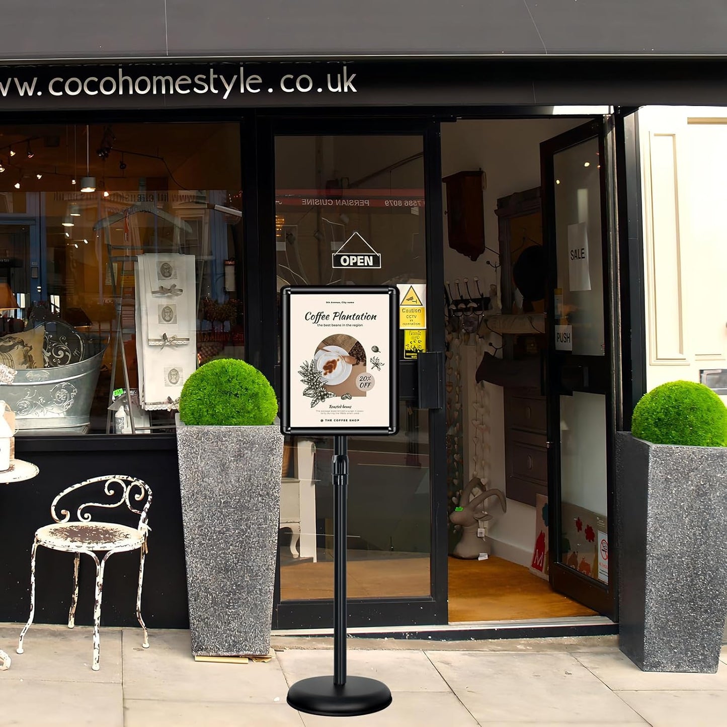 11x17 inches Poster Stand Holder Adjustable Pedestal Floor Standing Sign Holder Vertical and Horizontal View Sign Display, Aluminum Snap Open Frame with Safety Corner, Black