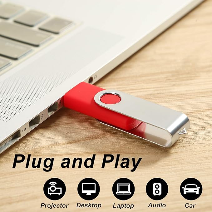 10Pcs 32GB USB Flash Drives, USB 2.0 Thumb Drive Bulk Pack Swivel Memory Stick 32 GB Fold Storage Jump Drive Pen Drive Zip Drive for Computer PC, 10 Pack Red