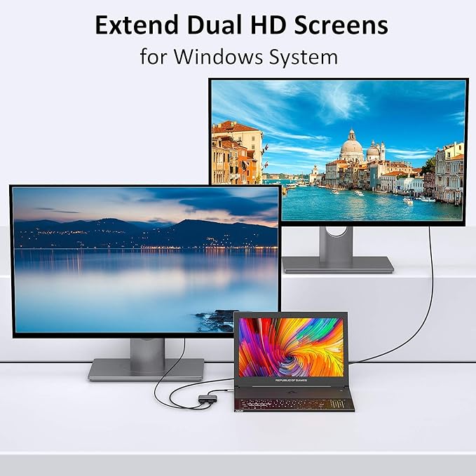 Selore&S-Global USB C to Dual HDMI Adapter 4K @60hz, Type C to HDMI Converter for MacBook Pro Air 2020/2019/2018,LenovoYoga 920/Thinkpad T480,Dell XPS 13/15/17,etc