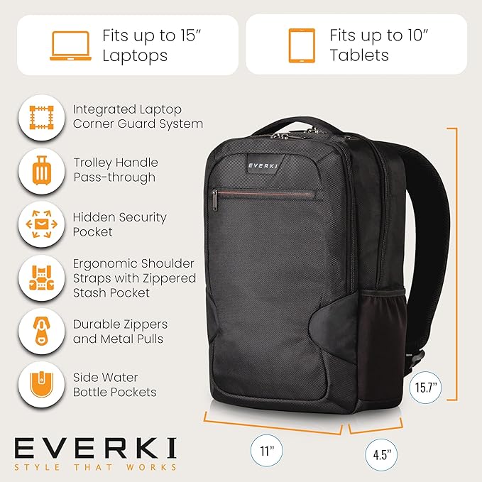 EVERKI Studio Expandable Laptop Backpack for Men & Women (14 Liters Capacity)