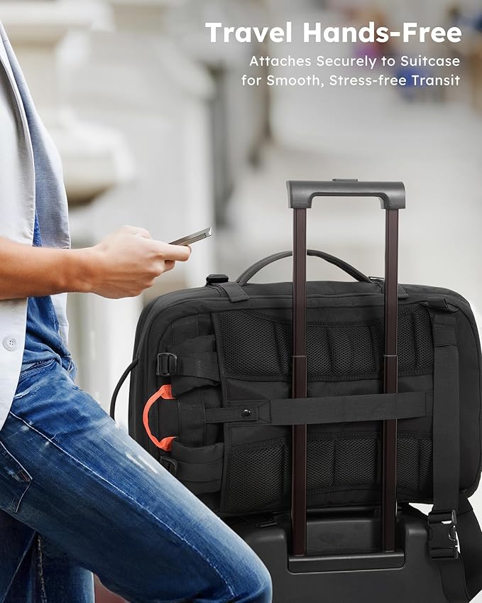 Tolaccea Travel Laptop Backpack, TSA Flight Approved Carry On Travel Duffel Backpack, Dual Laptop Storage for 17.3" and 15.6" Laptop, Large Luggage Backpack 40-45L Expandable for Men Women (Black)