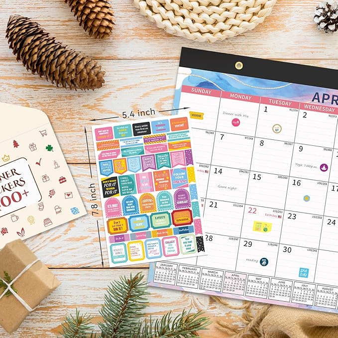 Ospelelf Planner Stickers, 18 Sheets Monthly Calendar Sticker Pack, Inspirational Motivational Quotes Festivals Label Sticker, for Decorating Organizers Scrapbooks Laptops Cups