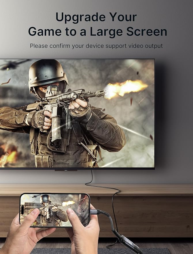 JSAUX USB C to HDMI Adapter, 4K Type C to HDTV Female Adapter for Thunderbolt 3 Compatible with iPhone 17/16 Pro Max, MacBook Pro/Air, Surface,Galaxy S21 S20 Ultra[Only USB C to HDMI]-Grey