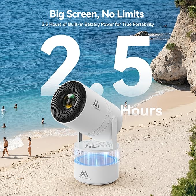 [270°Mount/Battery Powered/Built-in APPs] Projector with Wifi and Bluetooth, Native 1080P Smart Projectors with Built-in Rechargeable Battery, Home Movie Portable-Proyector with Auto Keystones