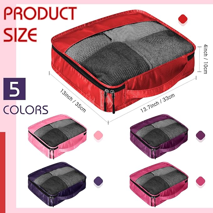 5 Pcs Packing Cubes for Suitcase Large Travel Cubes Carry on Luggage Organizer Bags for Clothes Accessories(M,Purple)