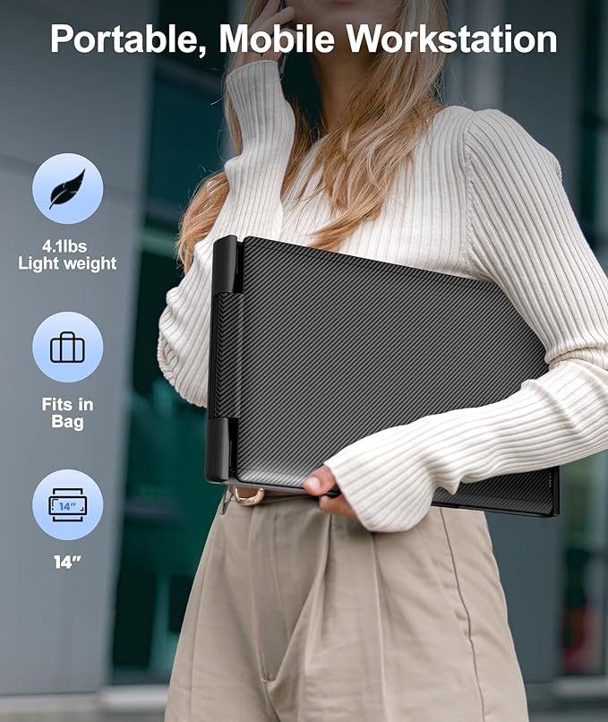 Laptop Screen Extender, 14" FHD 1080P Portable Monitor for Laptop, Plug&Play Triple Screen Extender, Auto Adjust Width Dual Monitor for 13" - 17" Laptops, Compatible with MacOS/Wins/Chrome/Dex