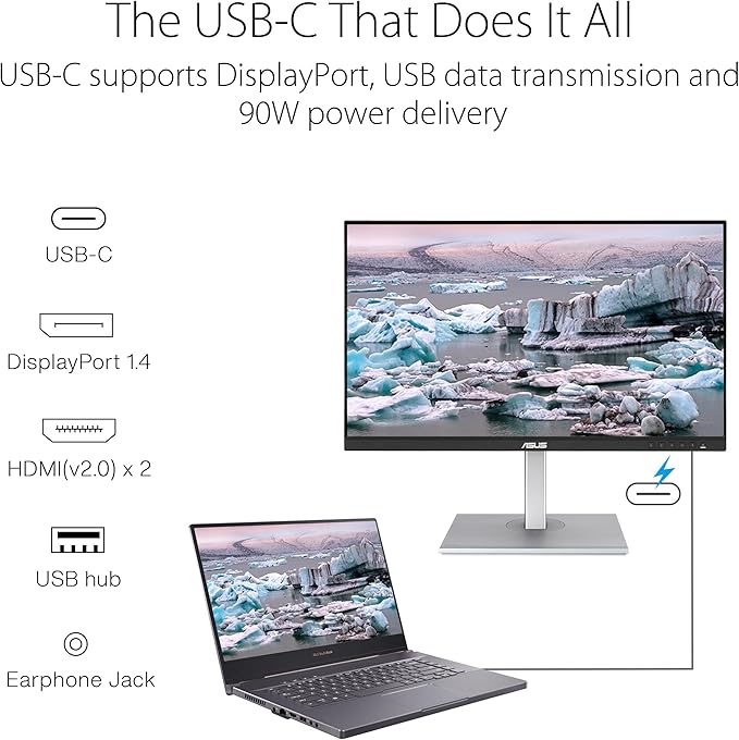 ASUS ProArt Display 27” 1440P Professional Monitor (PA278CGV) - IPS, QHD (2560 x 1440), 144Hz, 95% DCI-P3, ΔE < 2, Calman Verified, USB-C PD 90W, FreeSync Premium, DisplayHDR 400, Height Adjustable