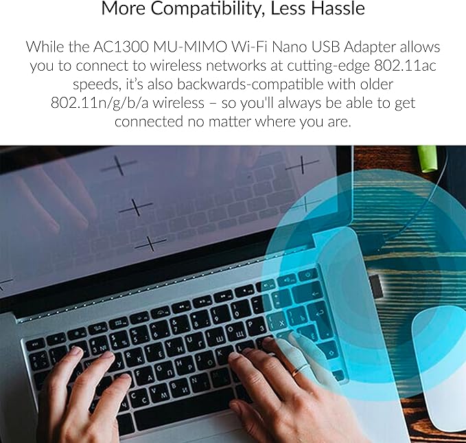 D-Link USB WiFi Adapter Dual Band AC1300 Wireless Internet for Desktop PC Laptop Gaming MU-MIMO Windows Mac Linux Supported (DWA-181-US)