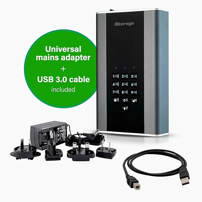 iStorage diskAshur DT2 256-bit 22TB | FIPS Level 3 Certified | Secure encrypted Desktop Hard Drive | Password Protected