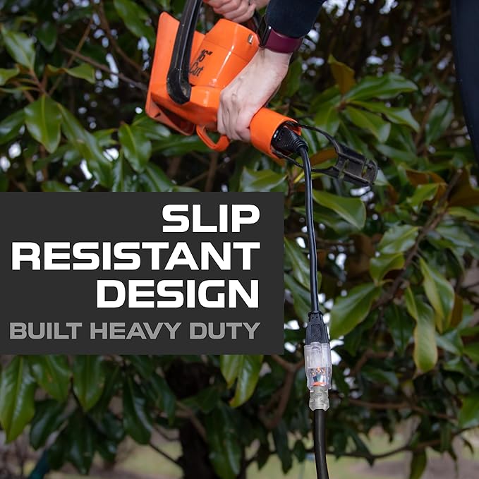 Iron Forge Cable 12 Gauge Outdoor Extension Cord 25 Ft, SJTOW 12/3 Heavy Duty Extension Cord 3 Prong, Oil Resistant & Flame Retardant - Lighted End