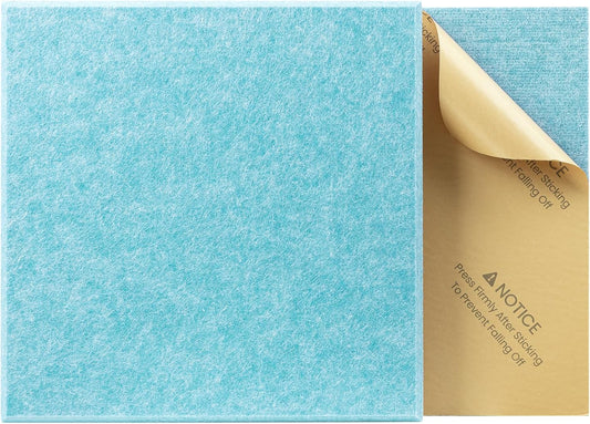12 Pack Self-Adhesive Acoustic Panels, 12" X 12" X 0.4" High-Density Sound Proof Foam Panels for Walls, Soundproof Wall Panels for Home & Office (Aqua Blue)