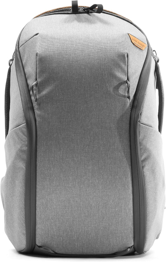 Peak Design Everyday Backpack Zip 15L, Ash, 270-Degree Zip, Dual Side Pockets, FlexFold Dividers, Fits 15" Laptop, For Camera Carry, Daily Commutes or Travel, Versatile Backpack for Men and Women
