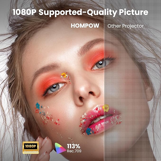 Mini Projector with Two -Way Bluetooth, Portable Projector for Home Theater Use, Support 1080P for Outdoor Projector/Movie Projector Compatible with HDMI, USB, Laptop, TV Stick (Pink)