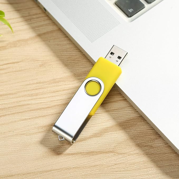 10pcs 16GB USB Flash Drives USB 2.0 Thumb Drive Bulk Swivel Memory Stick 16 GB Fold Storage Jump Drive Zip Drive, 10 Pack Yellow