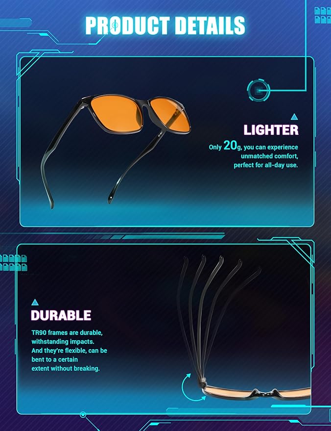 TIJN Sleep Glasses for 99.9% Blue Green Light Blocking Dual AR Coatings Red Lens for Computer Gaming Reduce Eyestrain, TR90