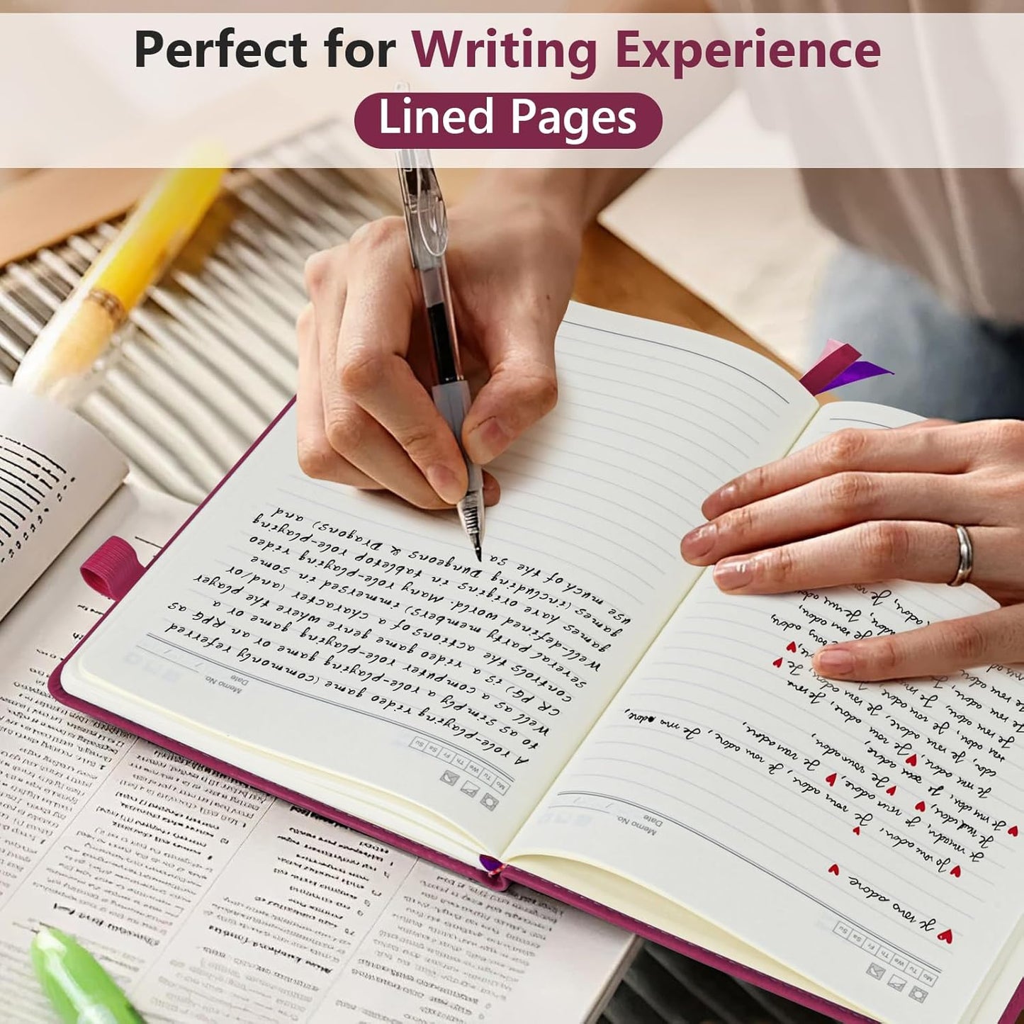 PERCUN Lined Journal Notebook for Men & Women, 160 Pages College Ruled Journal for Writing, A5 Hardcover Leather Notebooks for Work, School, Business, Travel, Daily Diary 5.9" x 8.5" - Burgundy