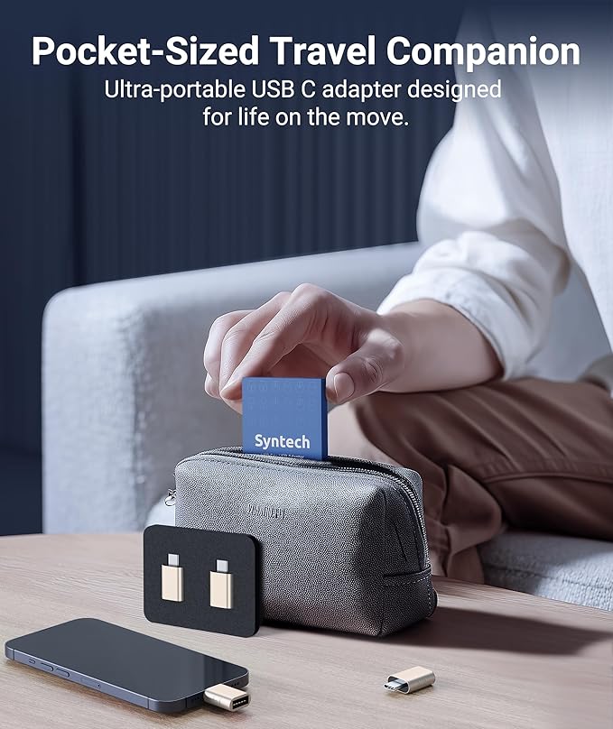 Syntech USB C to USB Adapter Pack of 2 USB C Male to USB3 Female Adapter Compatible with iPhone 17 Pro Max MacBook Pro Air 2024 iMac iPad mini Pro, Other Type C or Thunderbolt 4/3 Devices, Starlight
