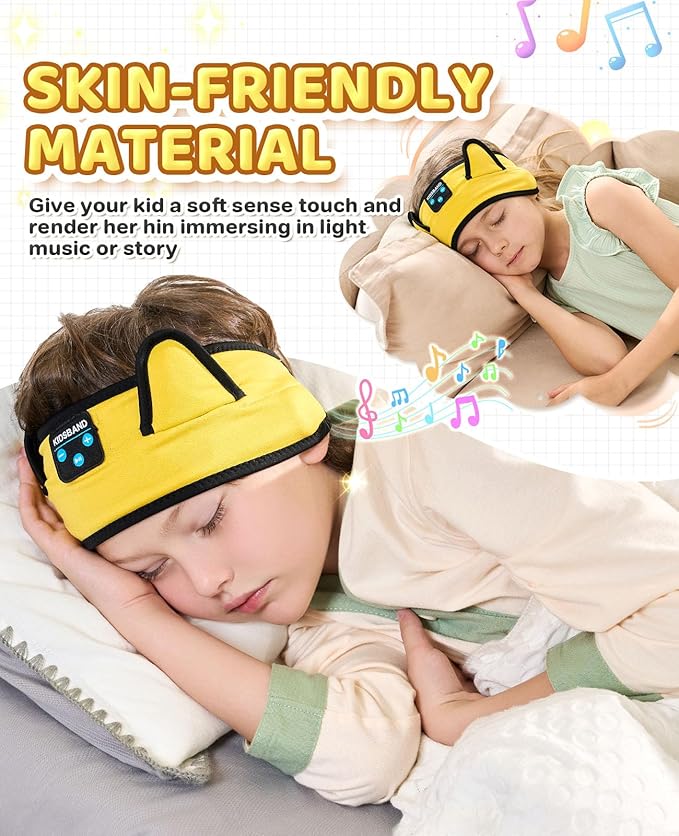 KIDSBAND Kids Headphones, Baby Headphones for Plane, Bluetooth Headphones Headband for Kids with Wired Playback 3.5 MM Jack for School Girls Boys Children,Kindle Tablet Cellphones Airplane Travel